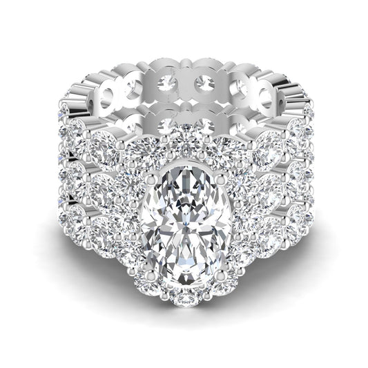 Diamond ring with intricate design on a white background
