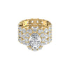 Gold and diamond ring on a white background