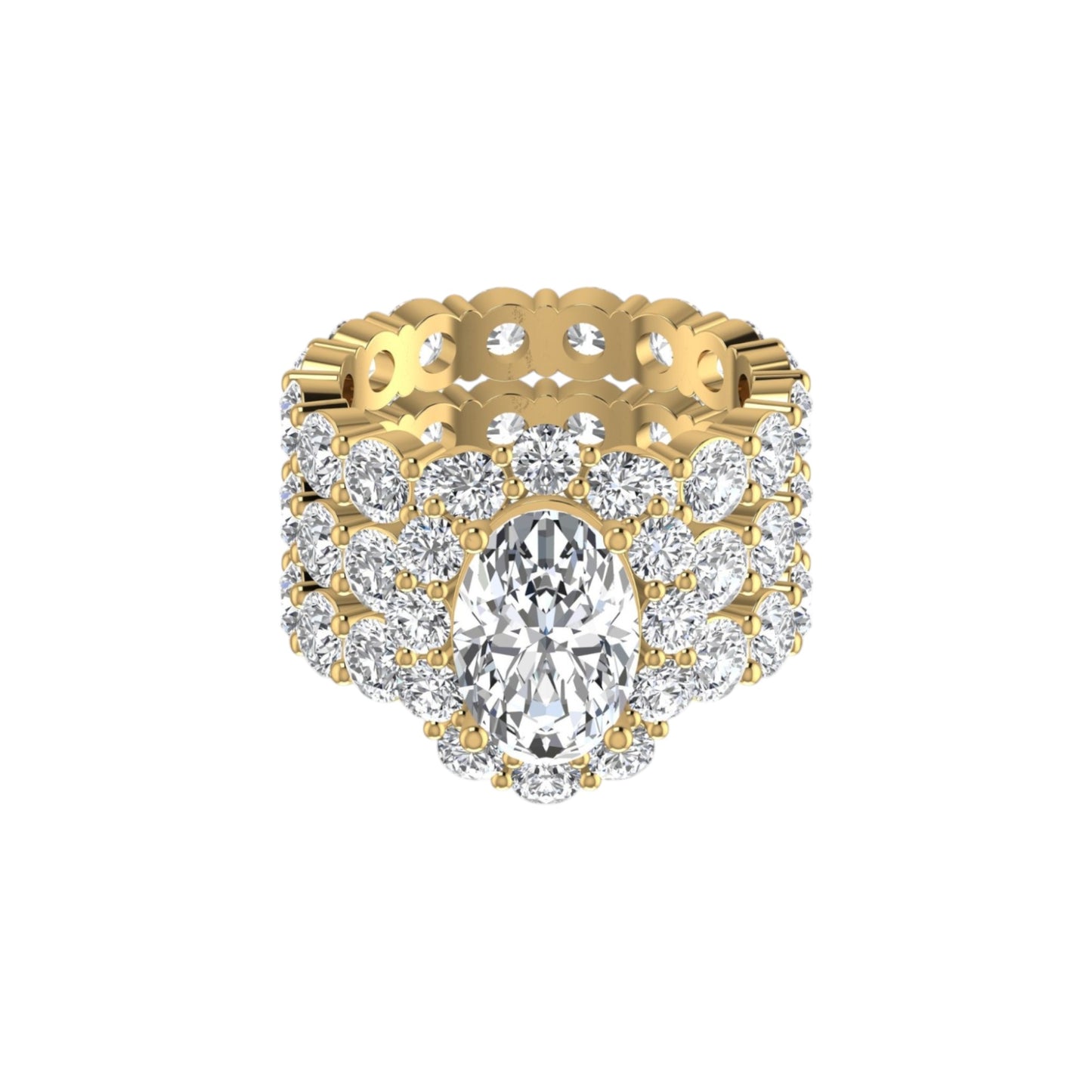 Gold and diamond ring on a white background