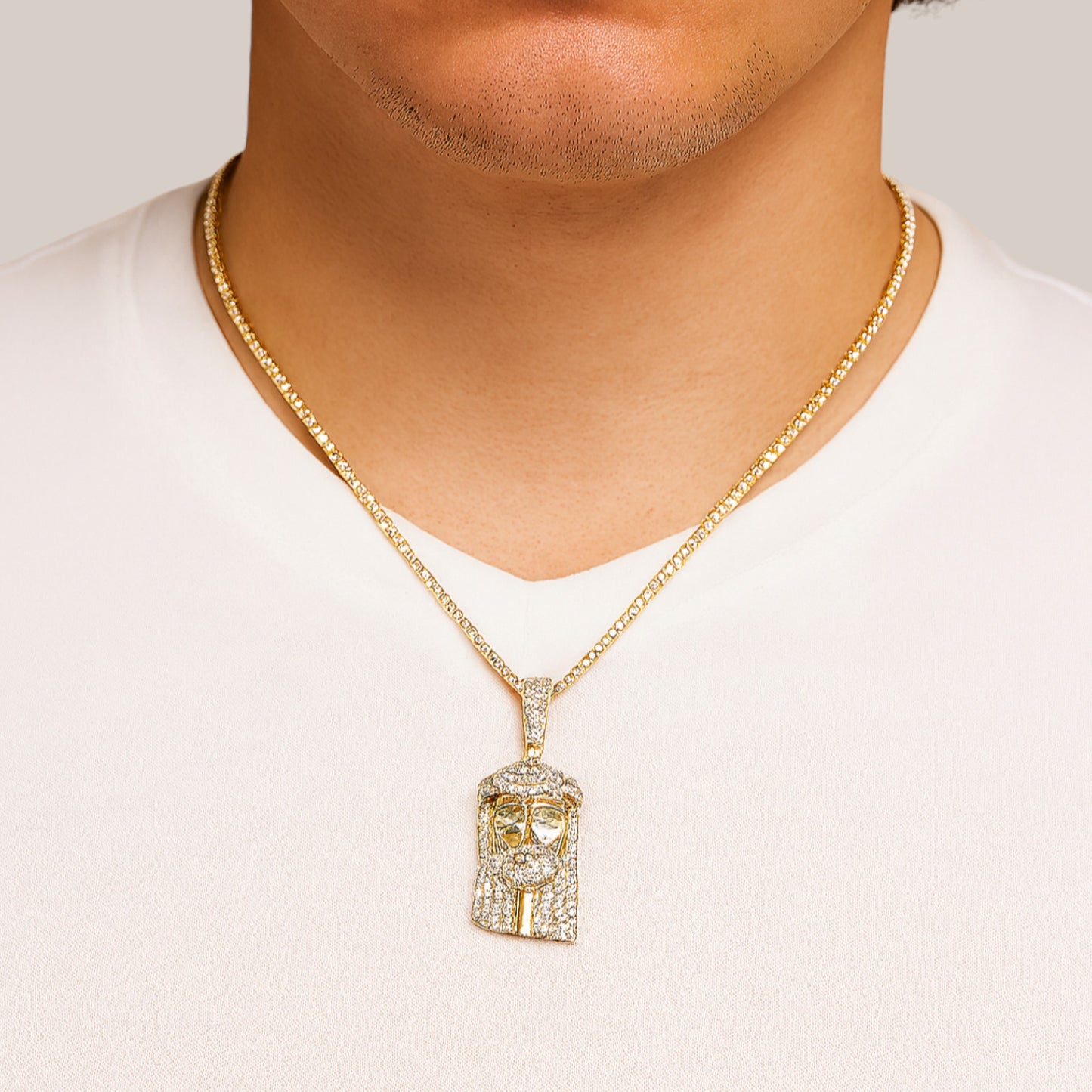 Jesus Natural Diamond Pendant in 18KT Gold