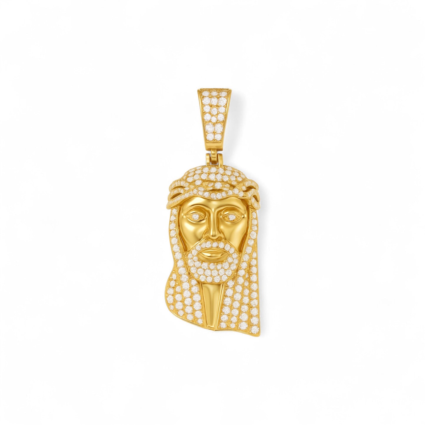 Jesus Natural Diamond Pendant in 18K Gold