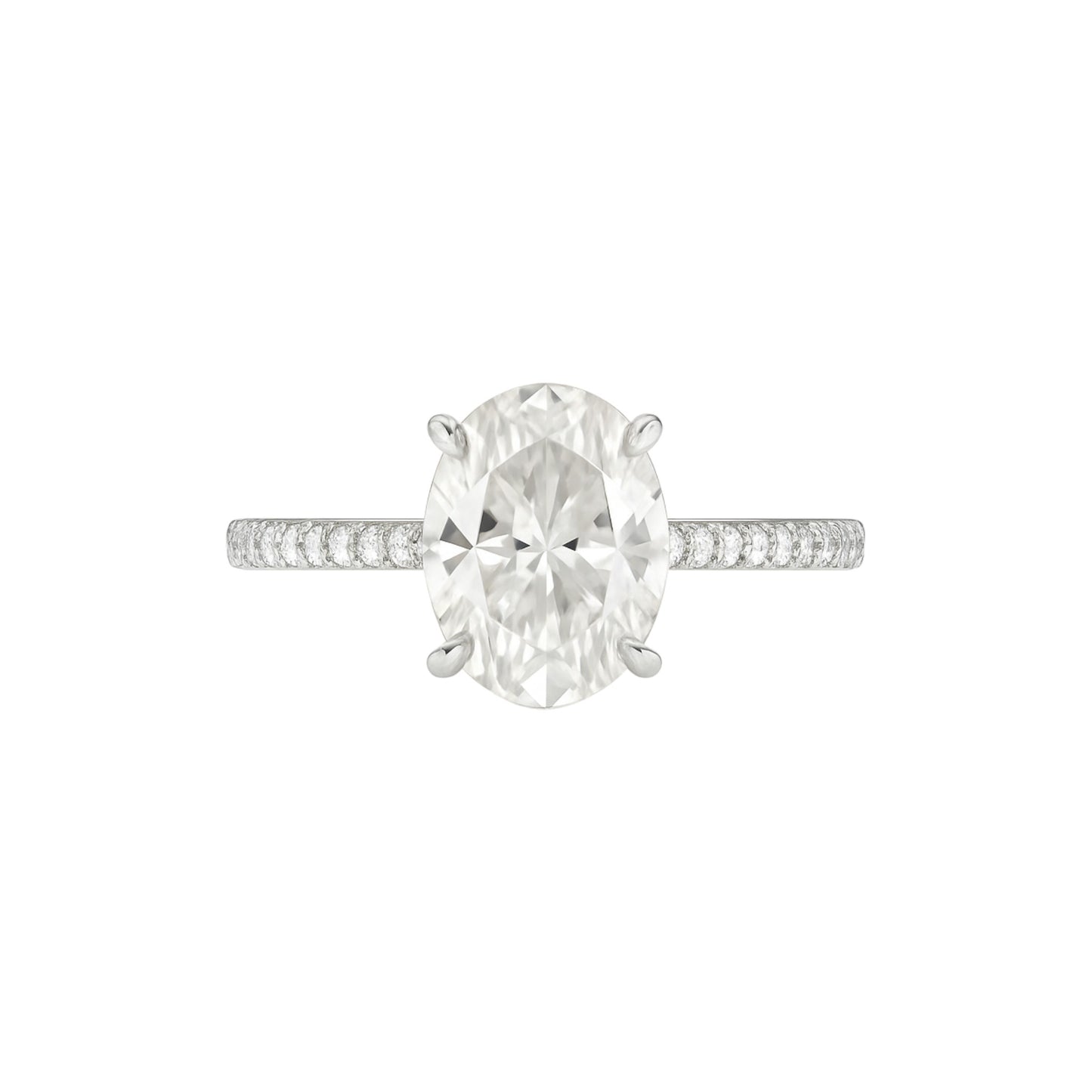 K Oval Cut Moissanite and Diamonds Engagement Ring in 18K Gold