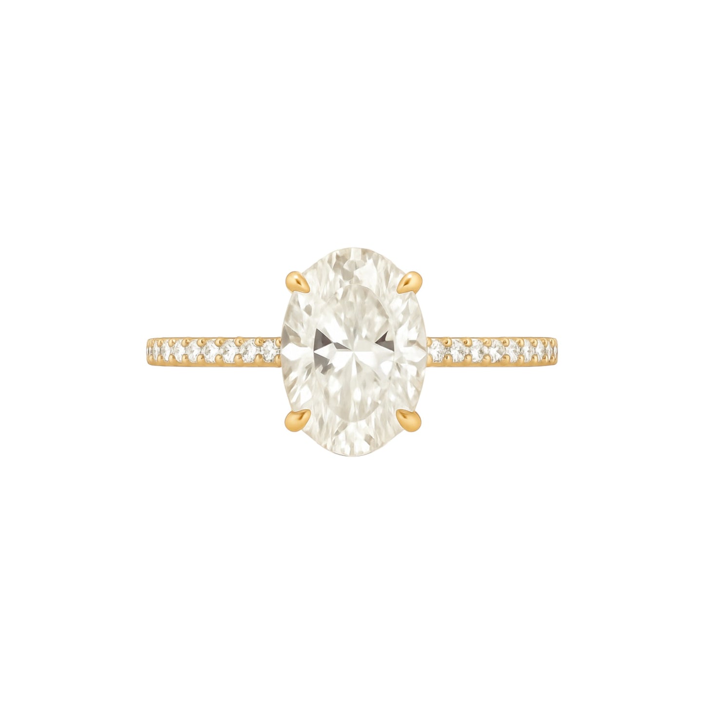 K Oval Cut Moissanite and Diamonds Engagement Ring in 18K Gold