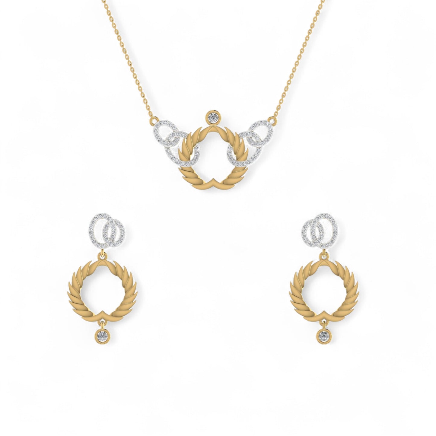 Laurel Harmony Natural Diamond Necklace in 18K Gold