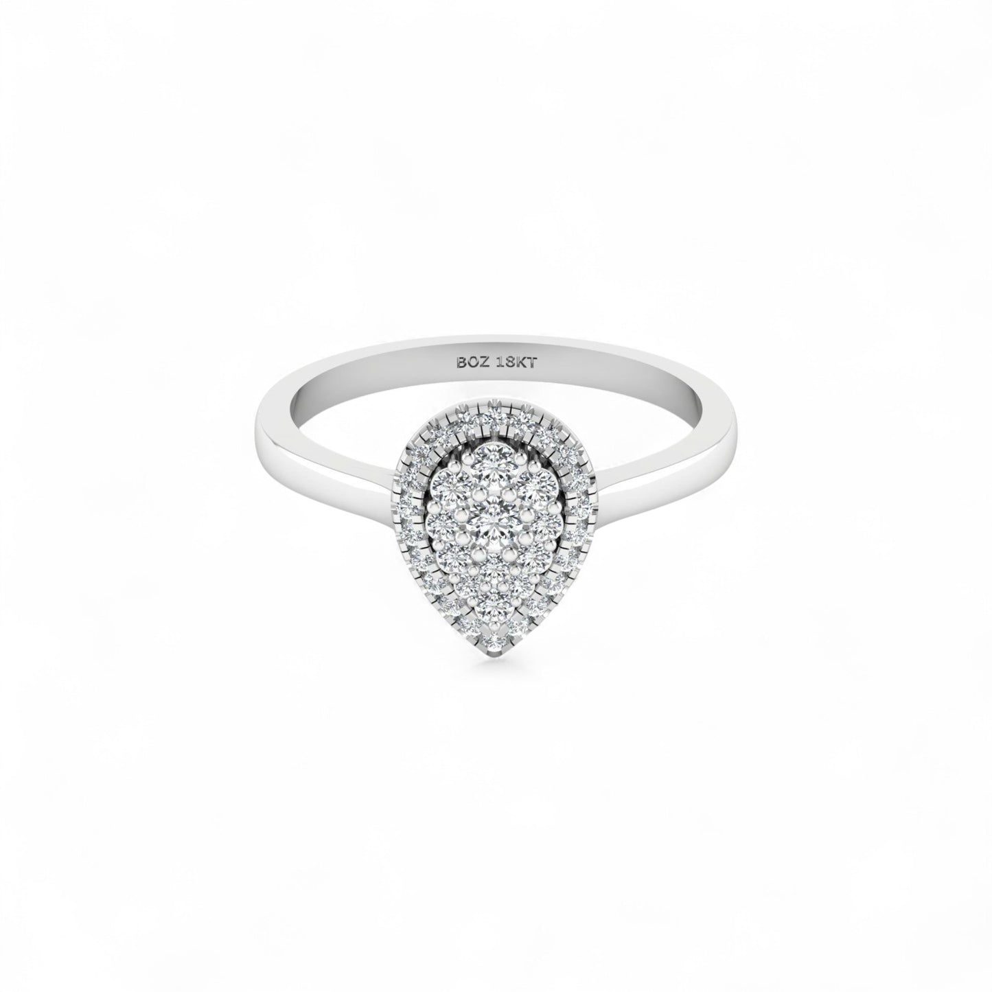 Leah Pear Cut Natural Diamond Engagement Ring in 18K Gold