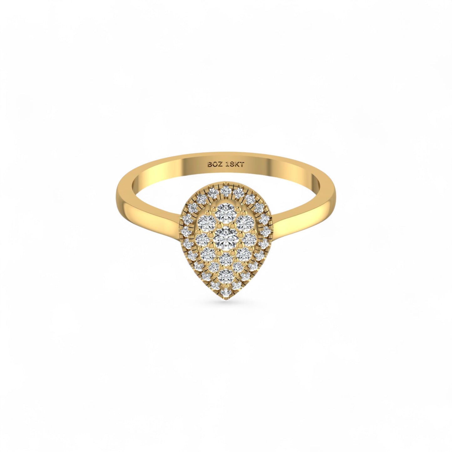 Leah Pear Cut Natural Diamond Engagement Ring in 18K Gold