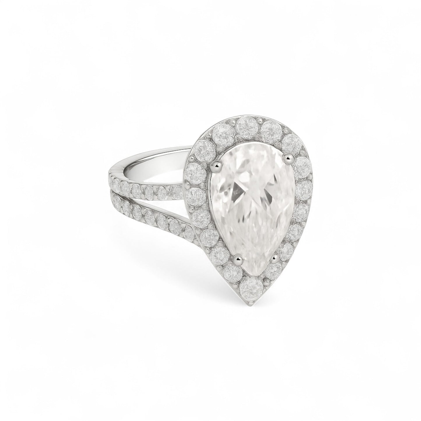 Leona Pear Cut CZ Engagement Ring in 10K Gold