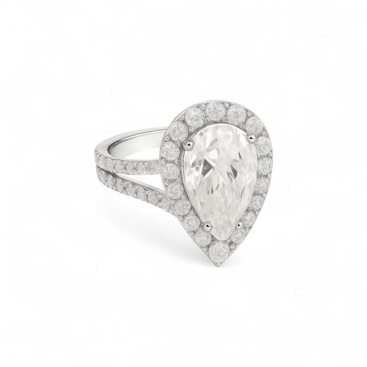 Leona Pear Cut CZ Engagement Ring in 10K Gold