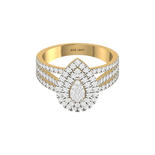 Lovely Pear Cut Diamond Cluster Engagement Ring in 18K Gold