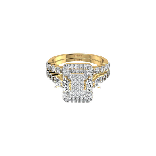 Lucy Radiant Cut Natural Diamond Cluster Bride Set in 18K Gold