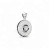 Silver pendant with gemstones on a white background