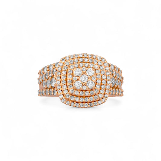 Mims Cushion Cut Natural Diamond Bride Set in 18K Gold