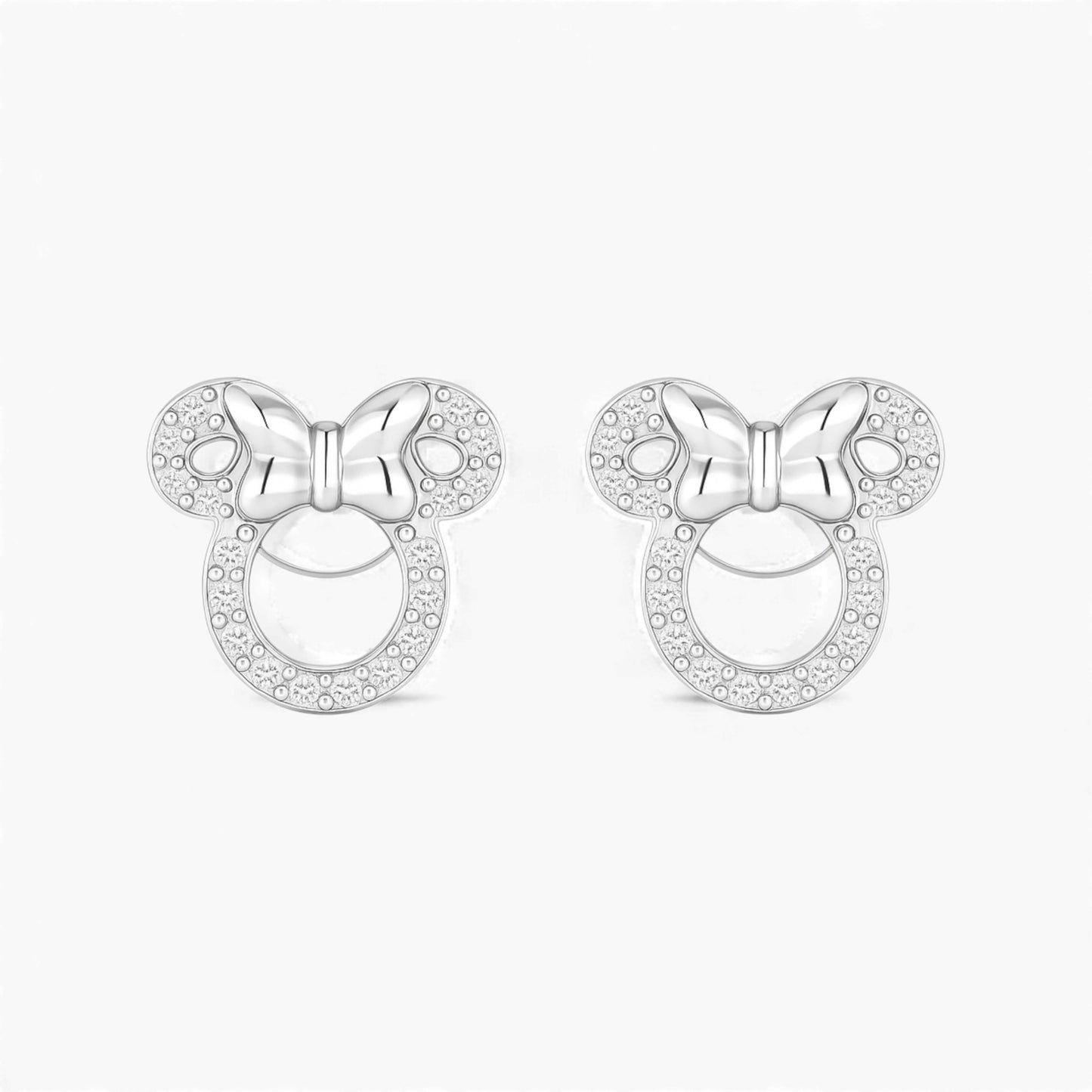 Minnie Mouse Natural Diamond Stud Earrings in 18KT Gold