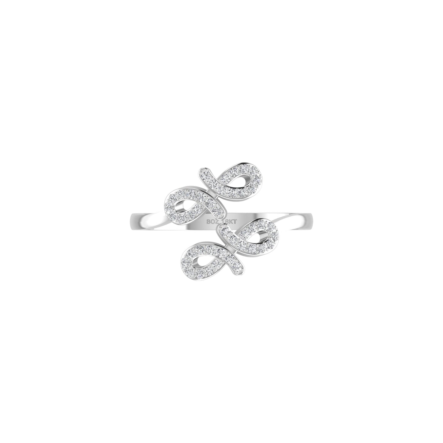Oiza Infinie Cuff Pave Diamond Ring in 18K Gold