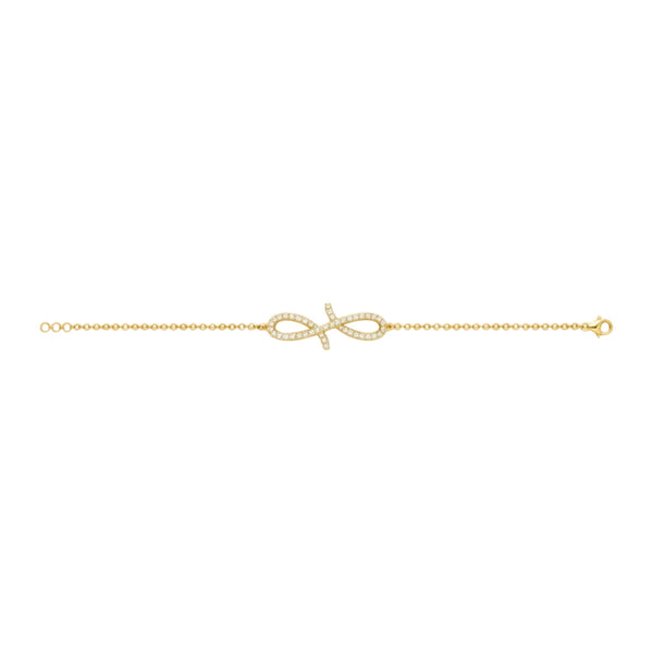 Oiza Infinie Bracelet in 18KT gold with pavé diamond infinity motif and lobster clasp