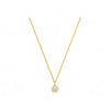 Gold necklace with a small pendant on a white background