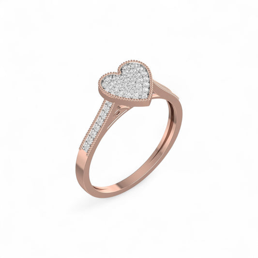Pearl Heart Cut Diamond Engagement Ring in 10K Gold