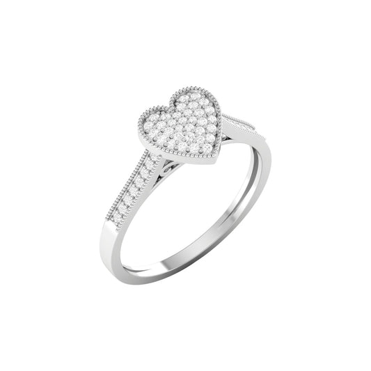 Pearl Heart Cut Diamond Engagement Ring in 18K Gold