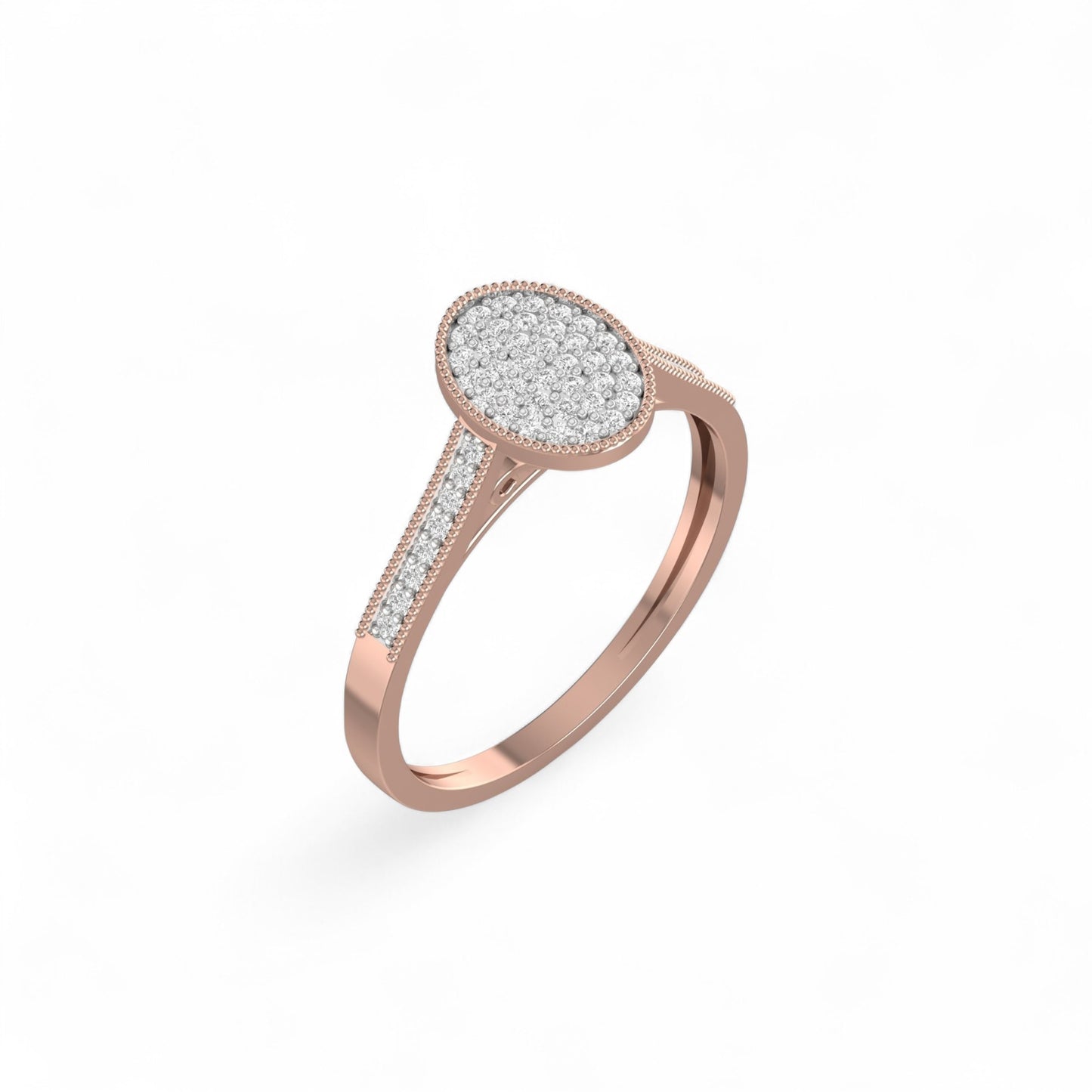 Pearl Oval Cut Diamond Engagement Ring in 18K Gold