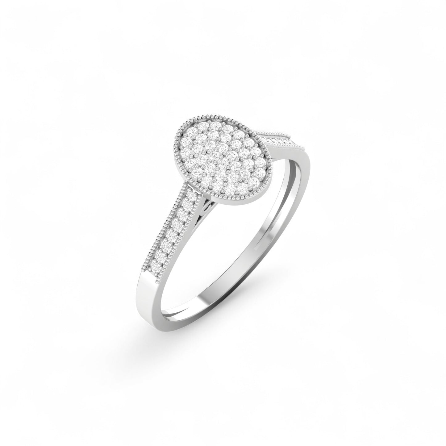 Pearl Oval Cut Diamond Engagement Ring in 18K Gold