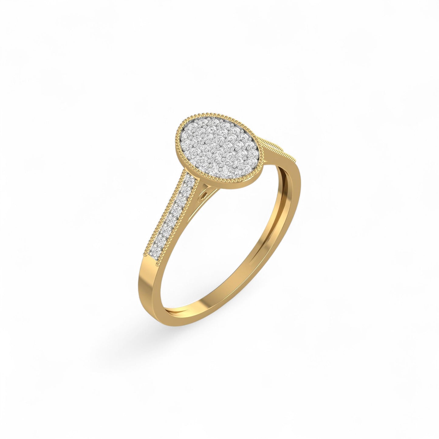 Pearl Oval Cut Diamond Engagement Ring in 18K Gold
