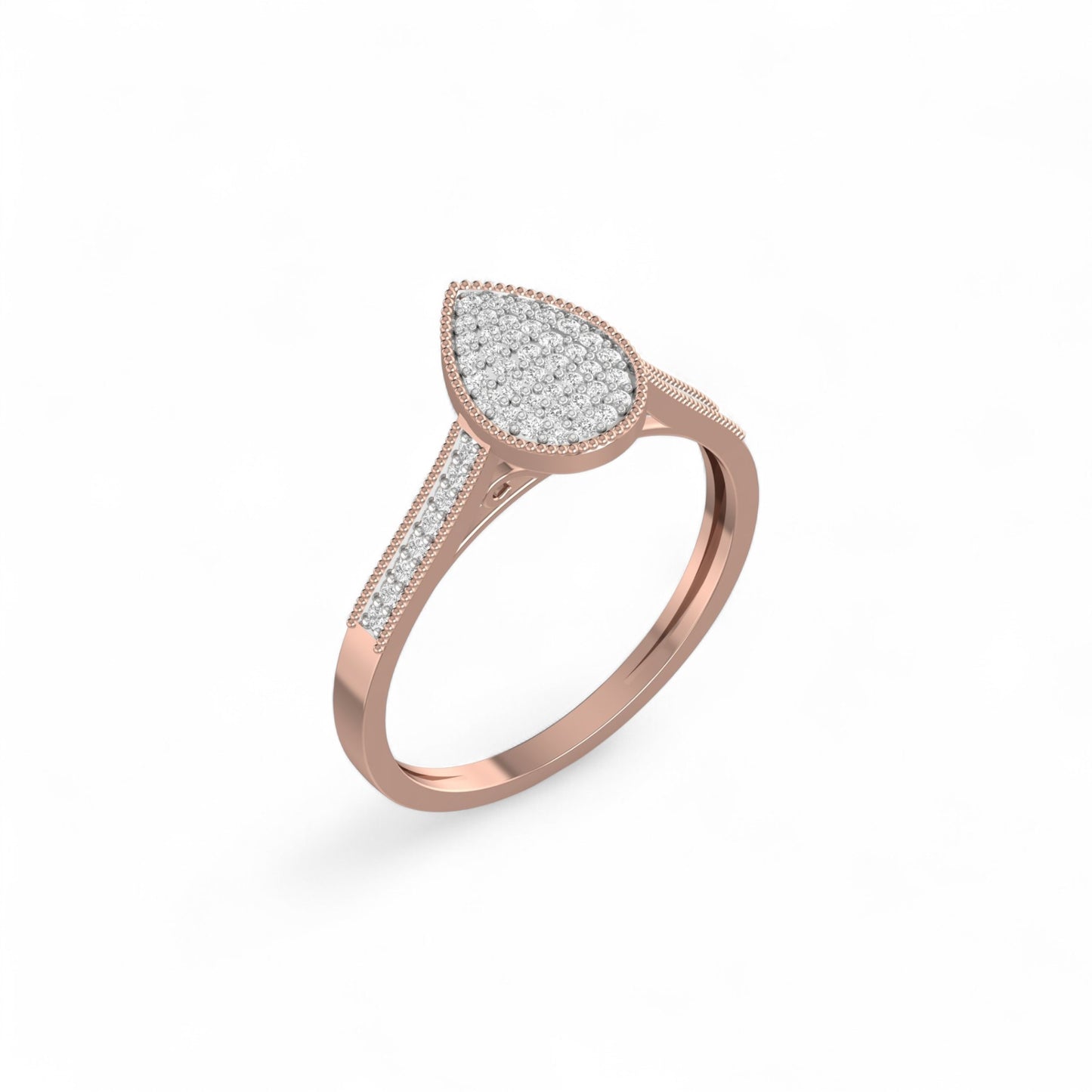 Pearl Pear Cut Diamond Engagement Ring in 18K Gold