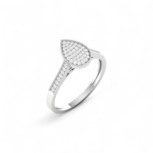 Pearl Pear Cut Diamond Engagement Ring in 10K Gold