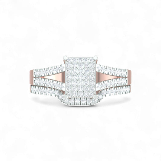 Precious Radiant Cut Natural Diamond Cluster Bride Set in 18KT Gold
