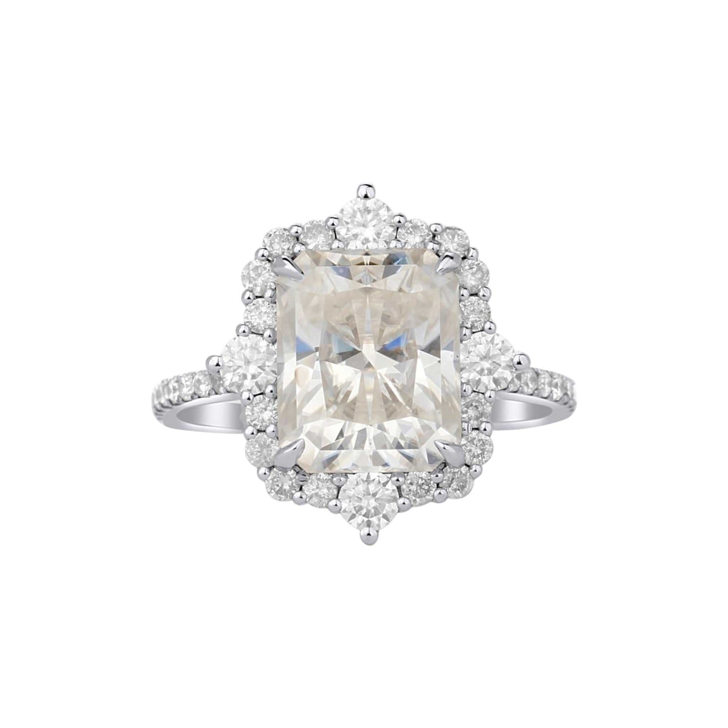 Quinn 2.0 Moissanite and Diamond Engagement Ring in 18KT Gold