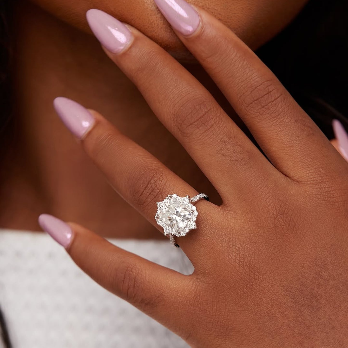 Quinn 2.0 Radiant Cut Moissanite Engagement Ring in 925 Sterling Silver