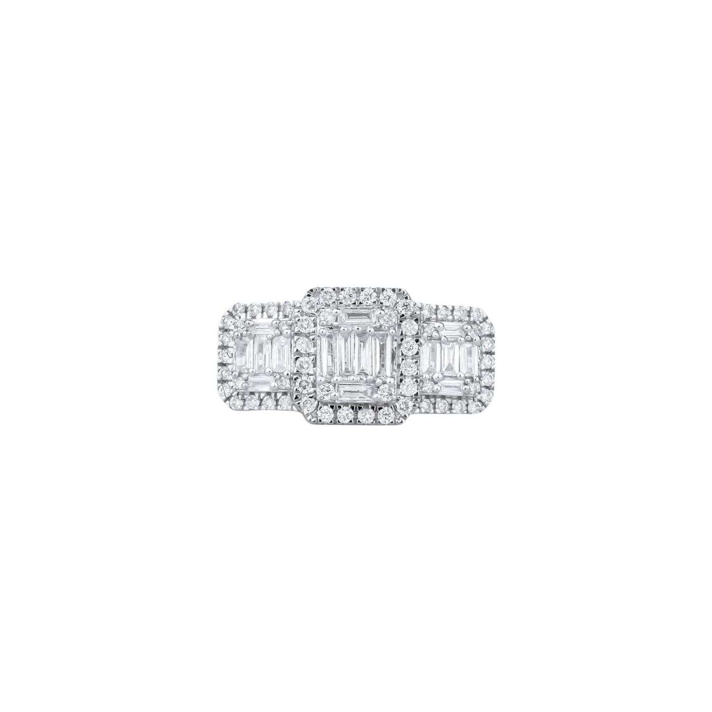 Royal Trinity Baguette Natural Diamond Bride Set in 18K Gold
