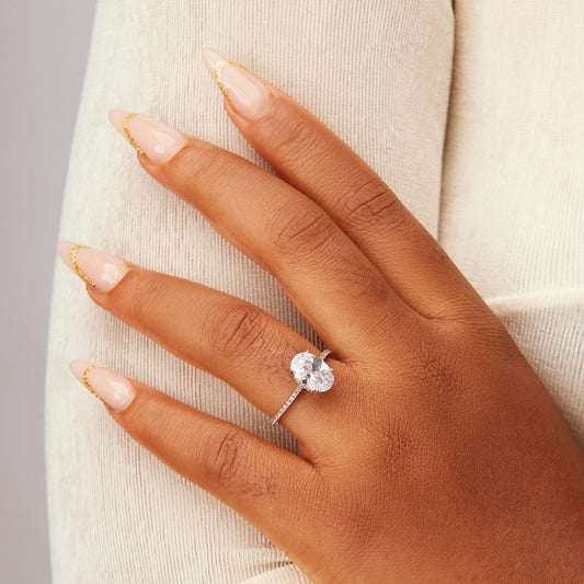 Simi Oval Cut CZ Engagement Ring in 925 Sterling Silver