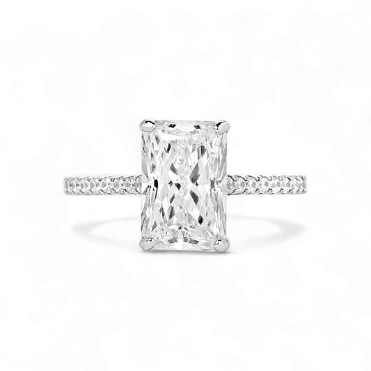 Simi Radiant Cut CZ Engagement Ring in 925 Sterling Silver