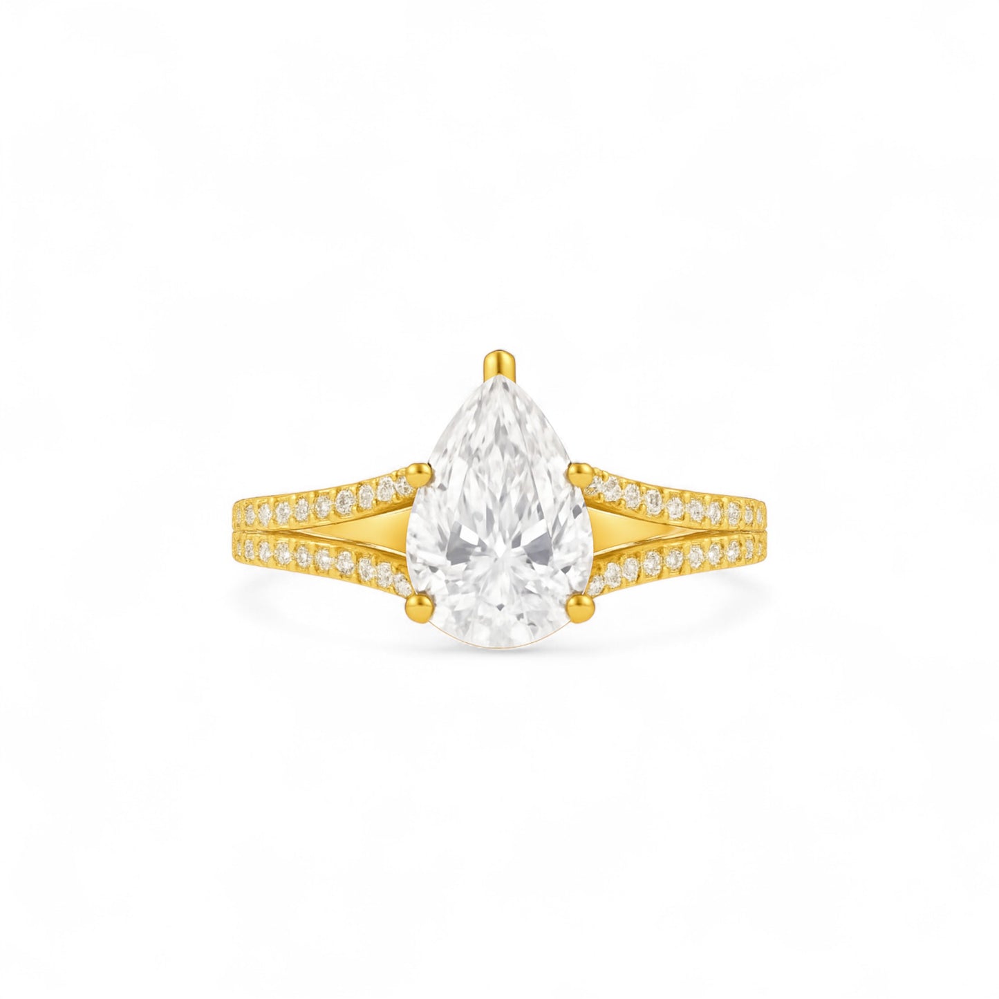 Split Shank Pear Cut CZ Engagement Ring in 10K Gold