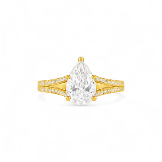 Split Shank Pear Cut CZ Engagement Ring in 10K Gold