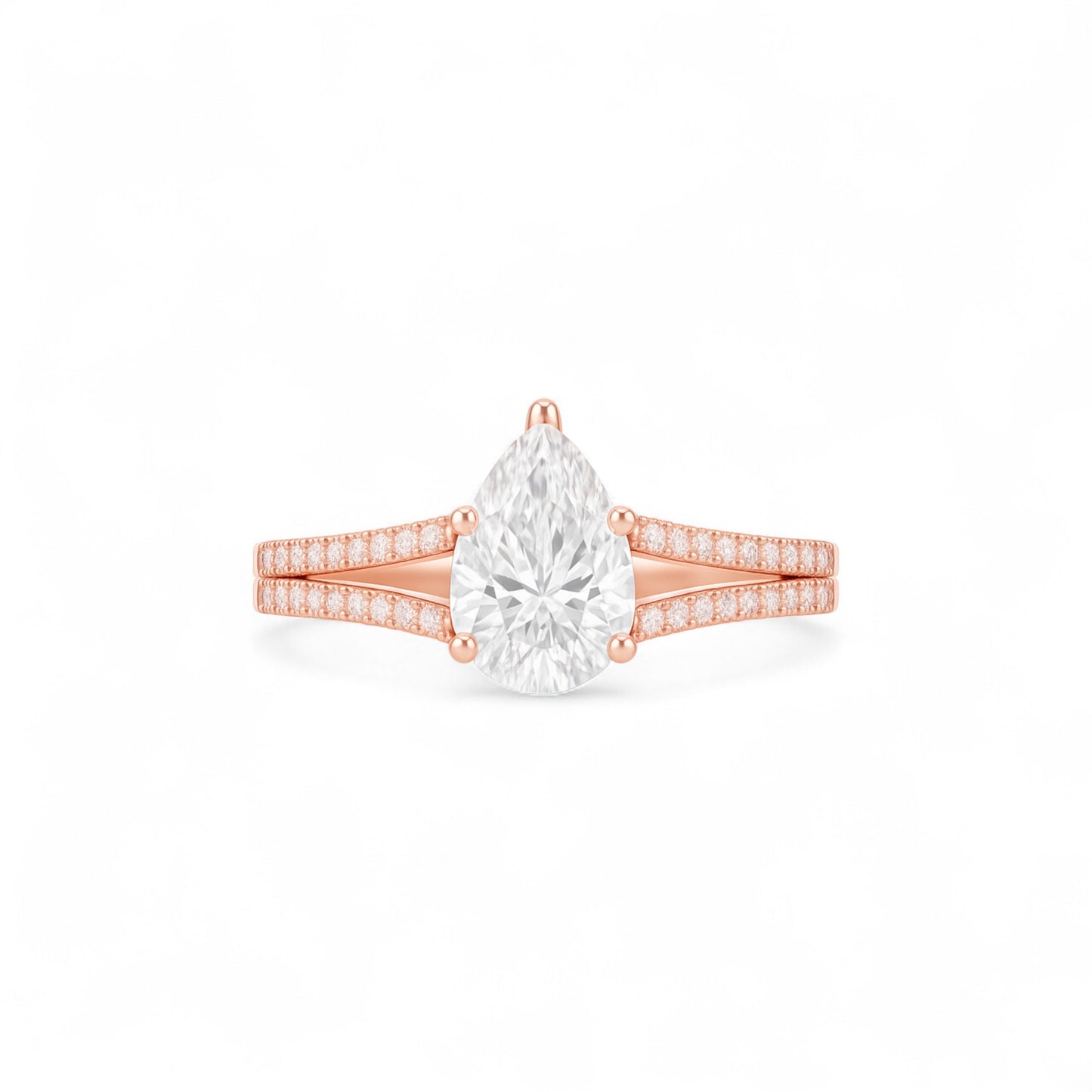 Split Shank Pear Cut CZ Engagement Ring in 10K Gold