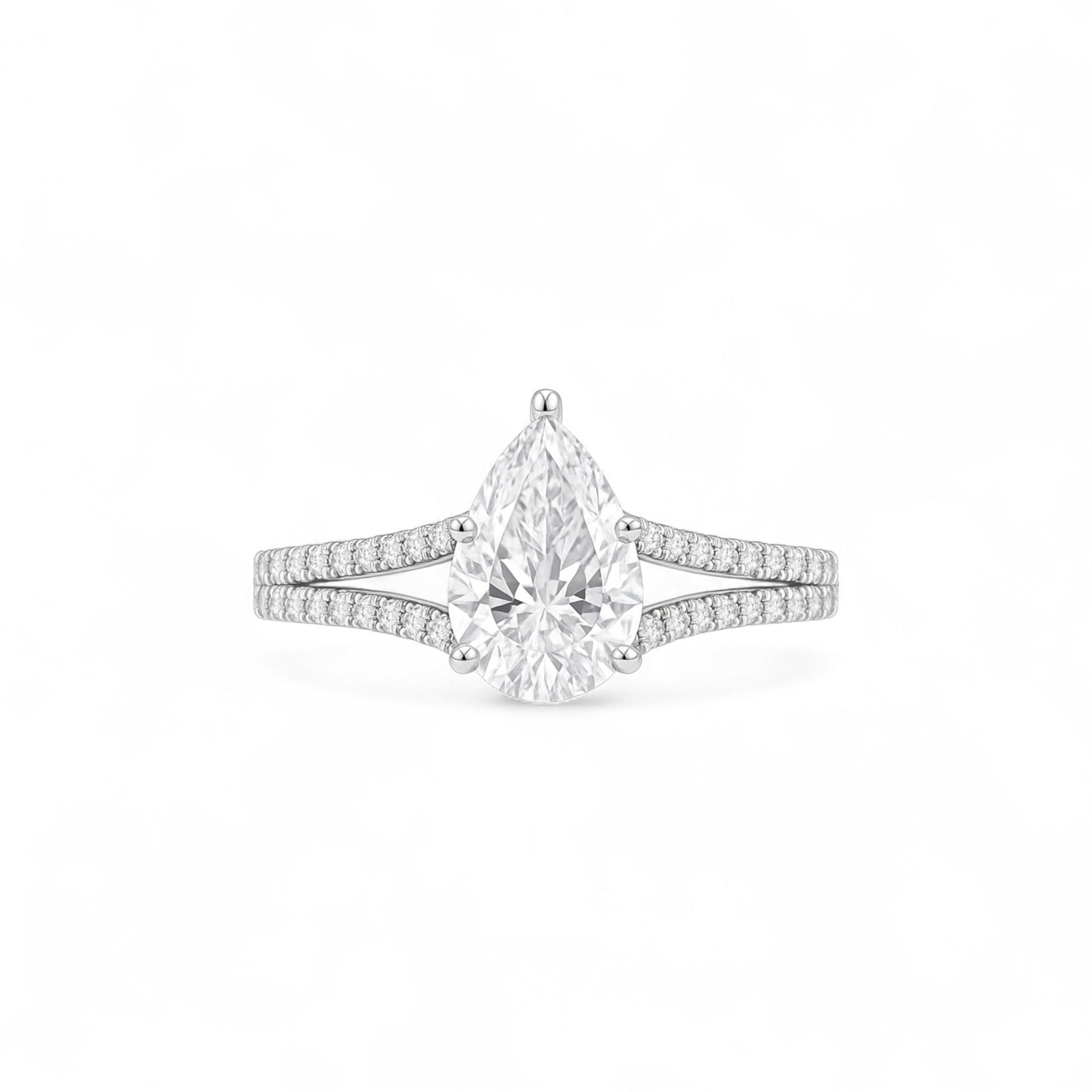Split Shank Pear Cut CZ Engagement Ring in 10K Gold