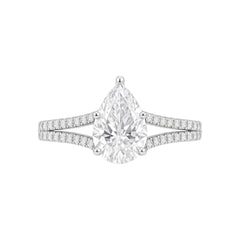 Split Shank Pear Cut CZ Engagement Ring in 925 Sterling Silver