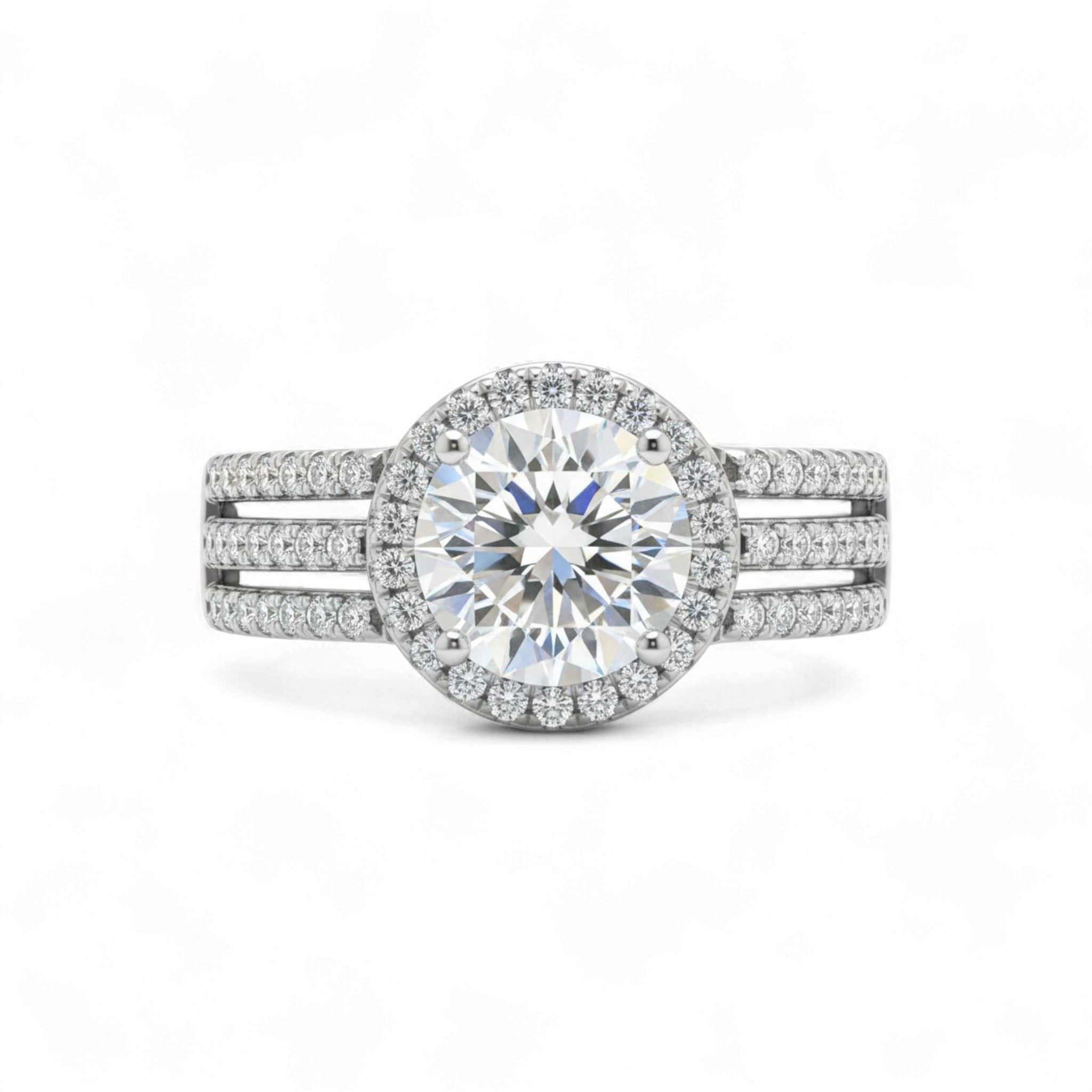 Split Shank Round Cut CZ Engagement Ring in Sterling Silver | Elegant ...