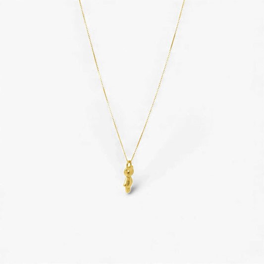 18KT gold teddy bear pendant necklace with fine detailing and smooth finish