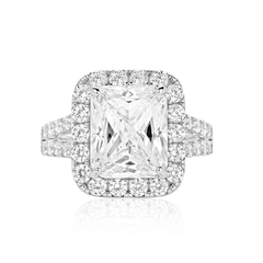 Zoe Radiant Cut CZ Engagement Ring in 925 Sterling Silver