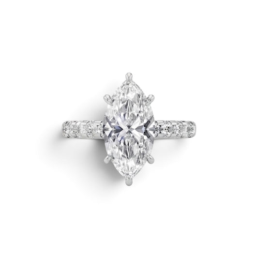 Amour Marquise Cut Moissanite Engagement Ring in 925 Sterling Silver