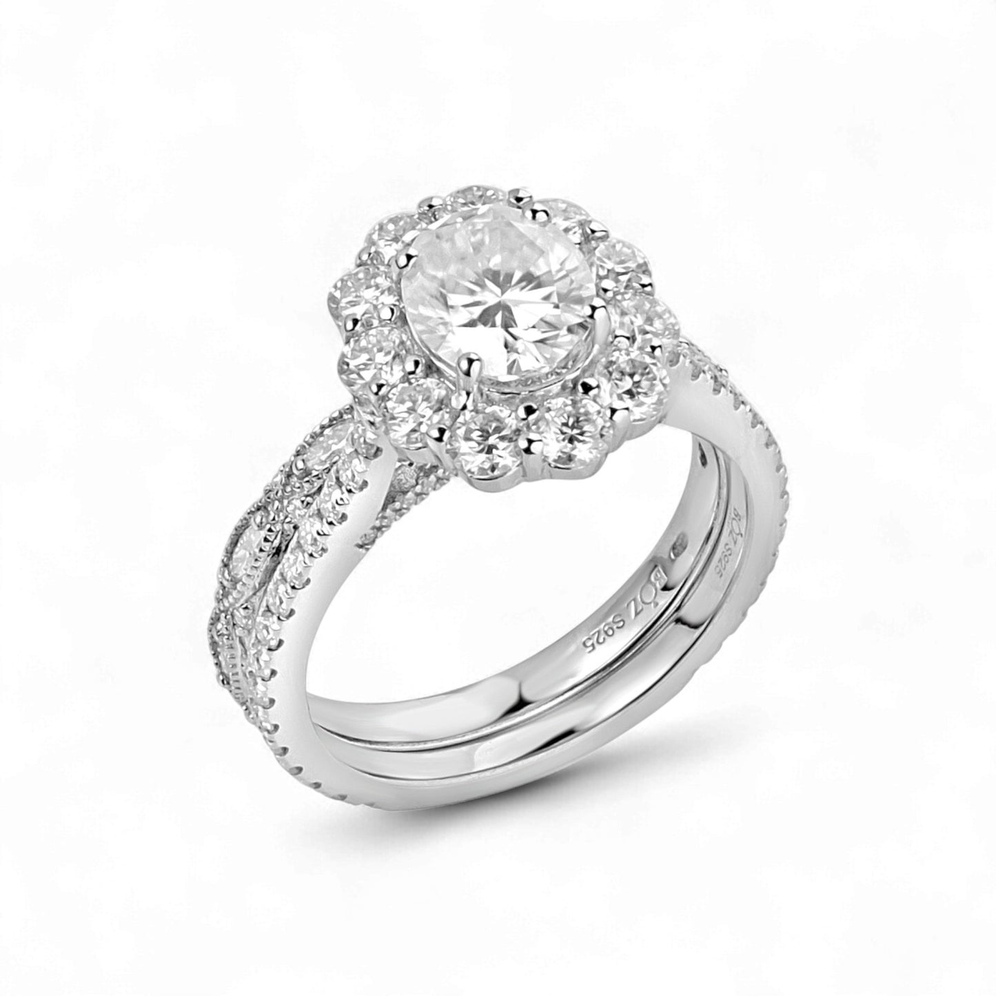 BOZ Lavie Oval Cut Moissanite Bride Set in 925 Sterling Silver