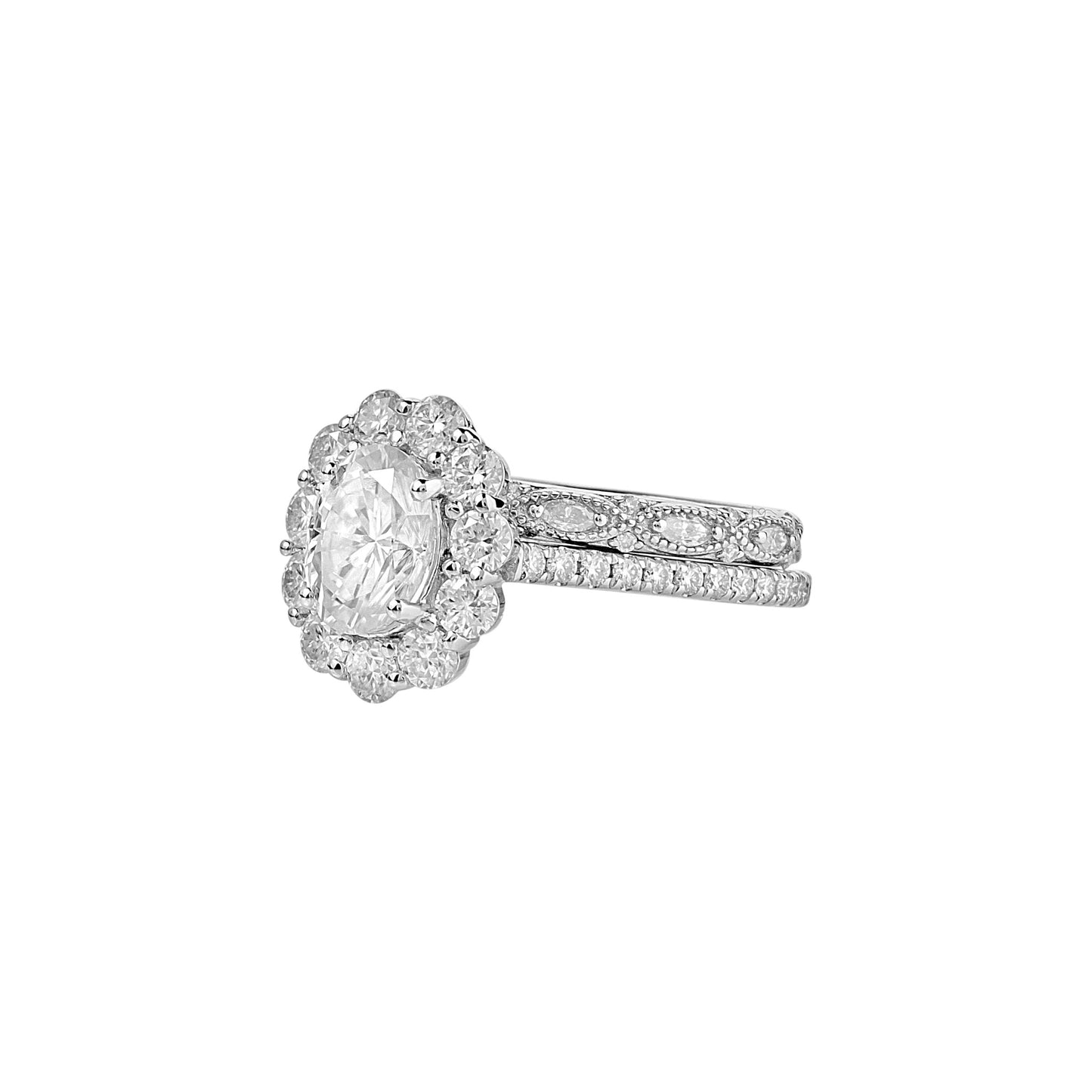 Diamond ring with a white background