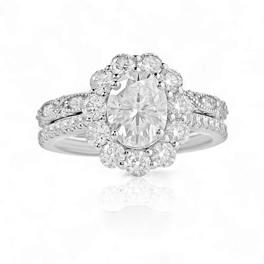 BOZ Lavie Oval Cut Moissanite Bride Set in 925 Sterling Silver