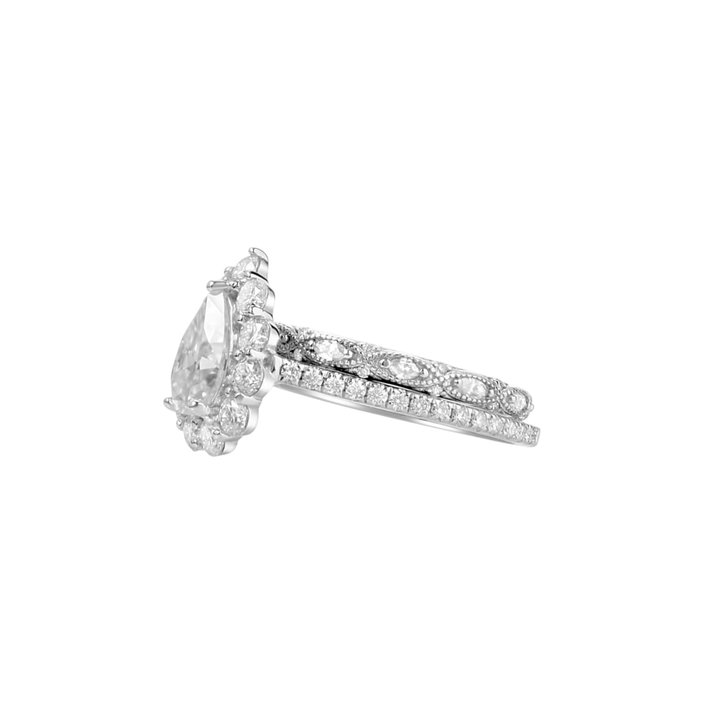 BOZ Lavie Pear Cut Moissanite Bride Set in 925 Sterling Silver