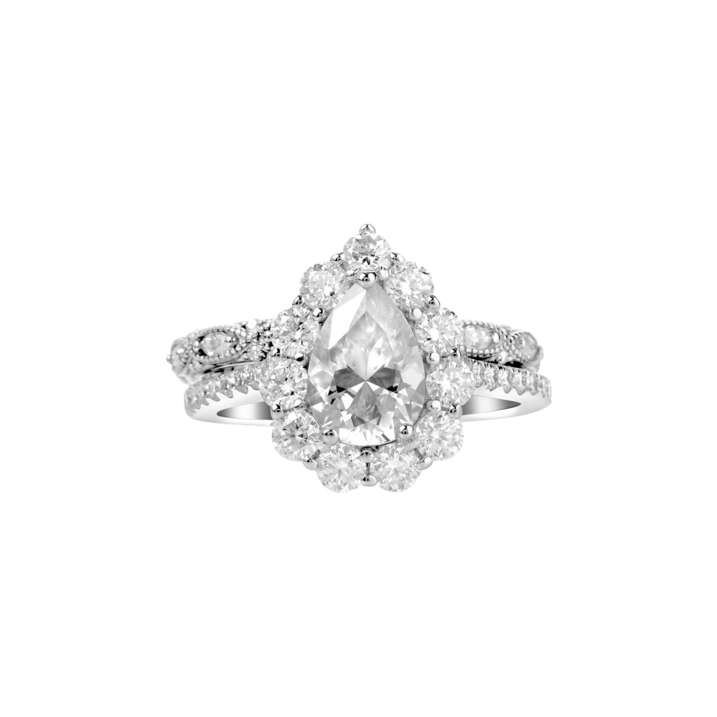 BOZ Lavie Pear Cut Moissanite Bride Set in 925 Sterling Silver