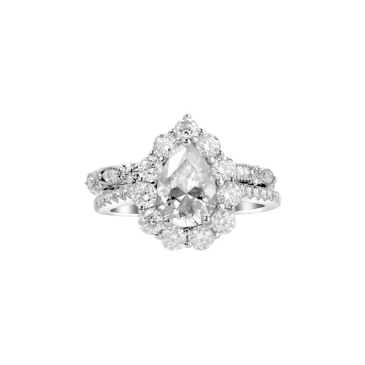 BOZ Lavie Pear Cut Moissanite Bride Set in 925 Sterling Silver