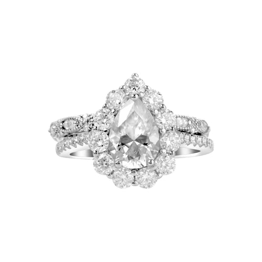 BOZ Lavie Pear Cut Moissanite Bride Set in 925 Sterling Silver