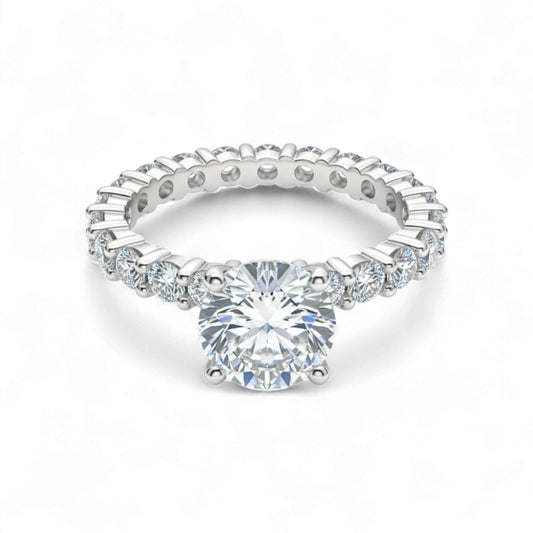 Vega Round CZ Engagement Ring in 925 Sterling Silver